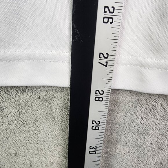 Men's Adidas Chest Print Golf Polo Shirt ADVR0821 White / Glory Blue Size L - Picture 9 of 10